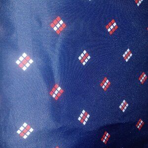 Fabric Remnant Polyester Navy with Red and White Print